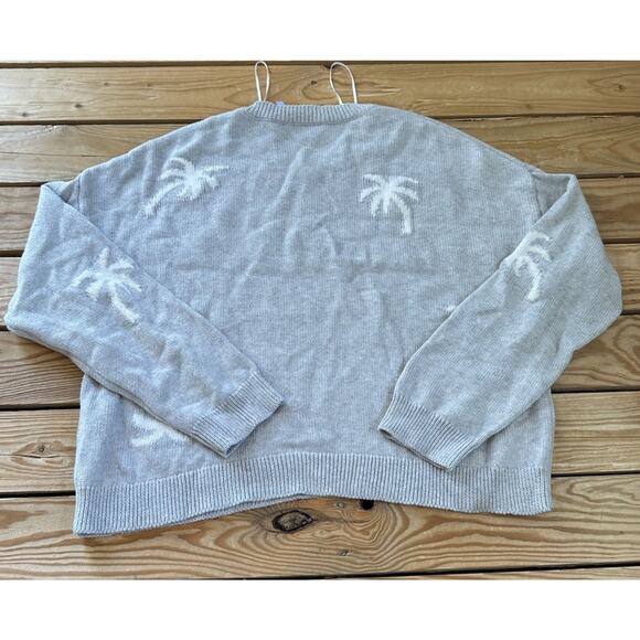 Rails Perci Palms Cashmere Sweater Size Large Women’s Gray - Picture 2 of 9